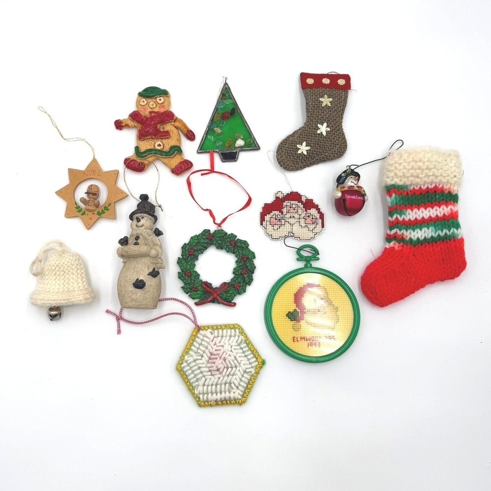 Christmas Ornament‎ Lot 12 Vintage Style Holiday Decorations Gingerbread Snowman